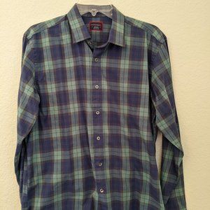 UntuckIt Men's Button Down - Size M - Blue/Green Plaid